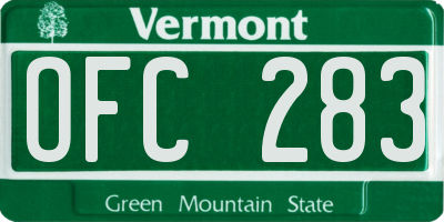 VT license plate OFC283