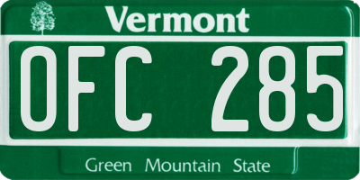VT license plate OFC285