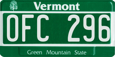 VT license plate OFC296