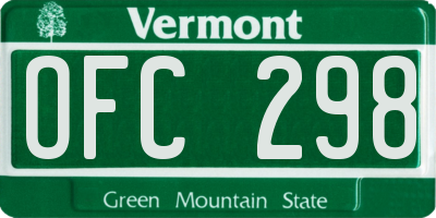 VT license plate OFC298