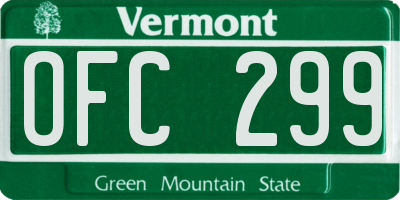 VT license plate OFC299