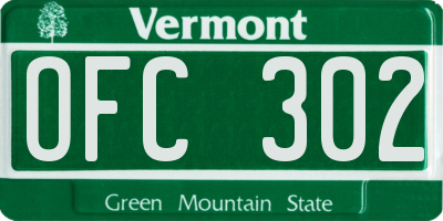 VT license plate OFC302