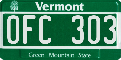 VT license plate OFC303