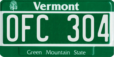 VT license plate OFC304