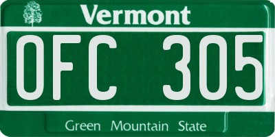 VT license plate OFC305