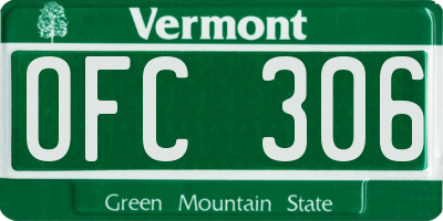 VT license plate OFC306