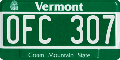 VT license plate OFC307