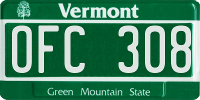 VT license plate OFC308