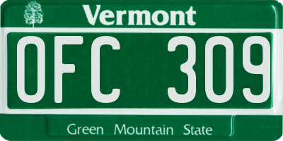 VT license plate OFC309