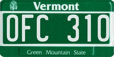 VT license plate OFC310