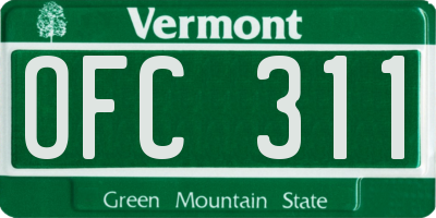 VT license plate OFC311