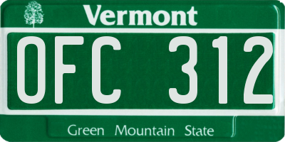 VT license plate OFC312