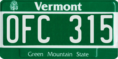 VT license plate OFC315