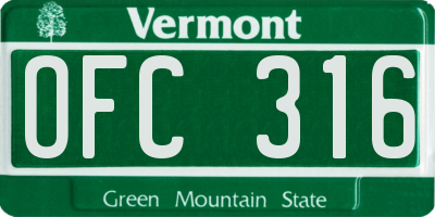 VT license plate OFC316