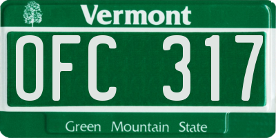 VT license plate OFC317
