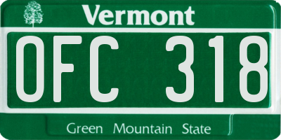 VT license plate OFC318