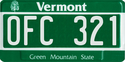 VT license plate OFC321