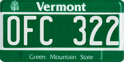 VT license plate OFC322