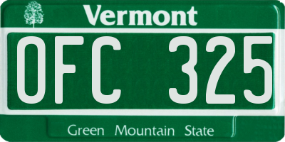 VT license plate OFC325