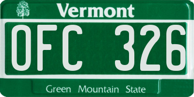 VT license plate OFC326