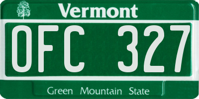 VT license plate OFC327