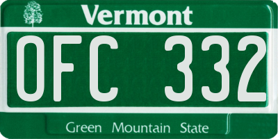 VT license plate OFC332