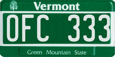 VT license plate OFC333