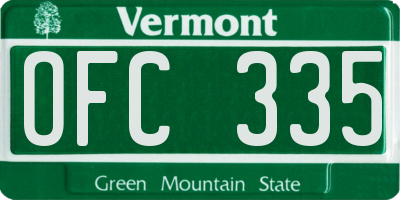 VT license plate OFC335
