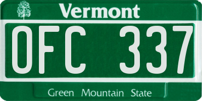 VT license plate OFC337