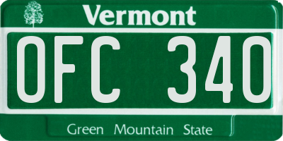 VT license plate OFC340