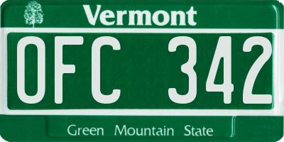 VT license plate OFC342