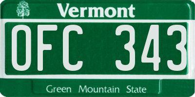 VT license plate OFC343