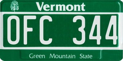 VT license plate OFC344