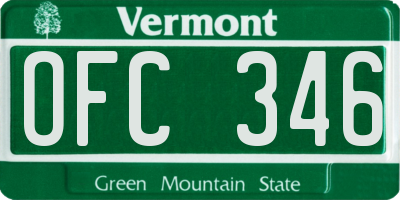 VT license plate OFC346