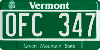 VT license plate OFC347
