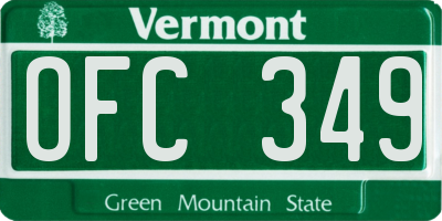 VT license plate OFC349