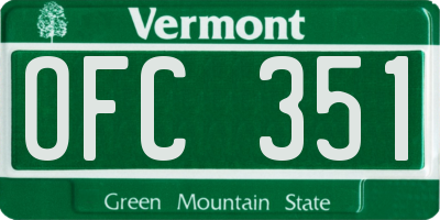 VT license plate OFC351