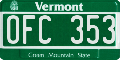 VT license plate OFC353