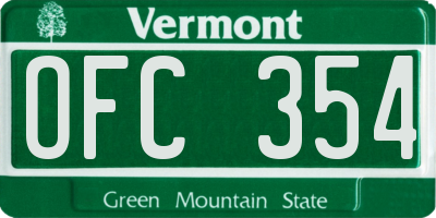 VT license plate OFC354