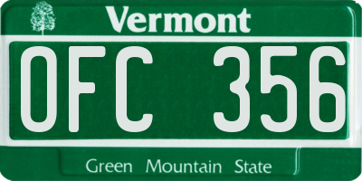 VT license plate OFC356