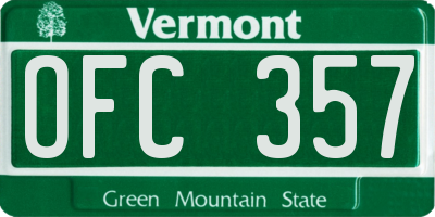 VT license plate OFC357