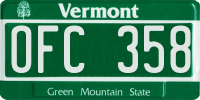 VT license plate OFC358