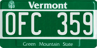 VT license plate OFC359