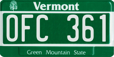 VT license plate OFC361