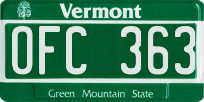 VT license plate OFC363
