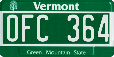 VT license plate OFC364