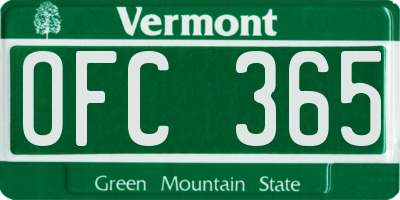 VT license plate OFC365