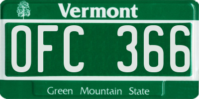 VT license plate OFC366