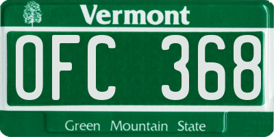 VT license plate OFC368