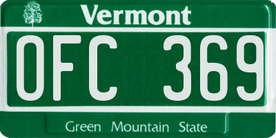 VT license plate OFC369